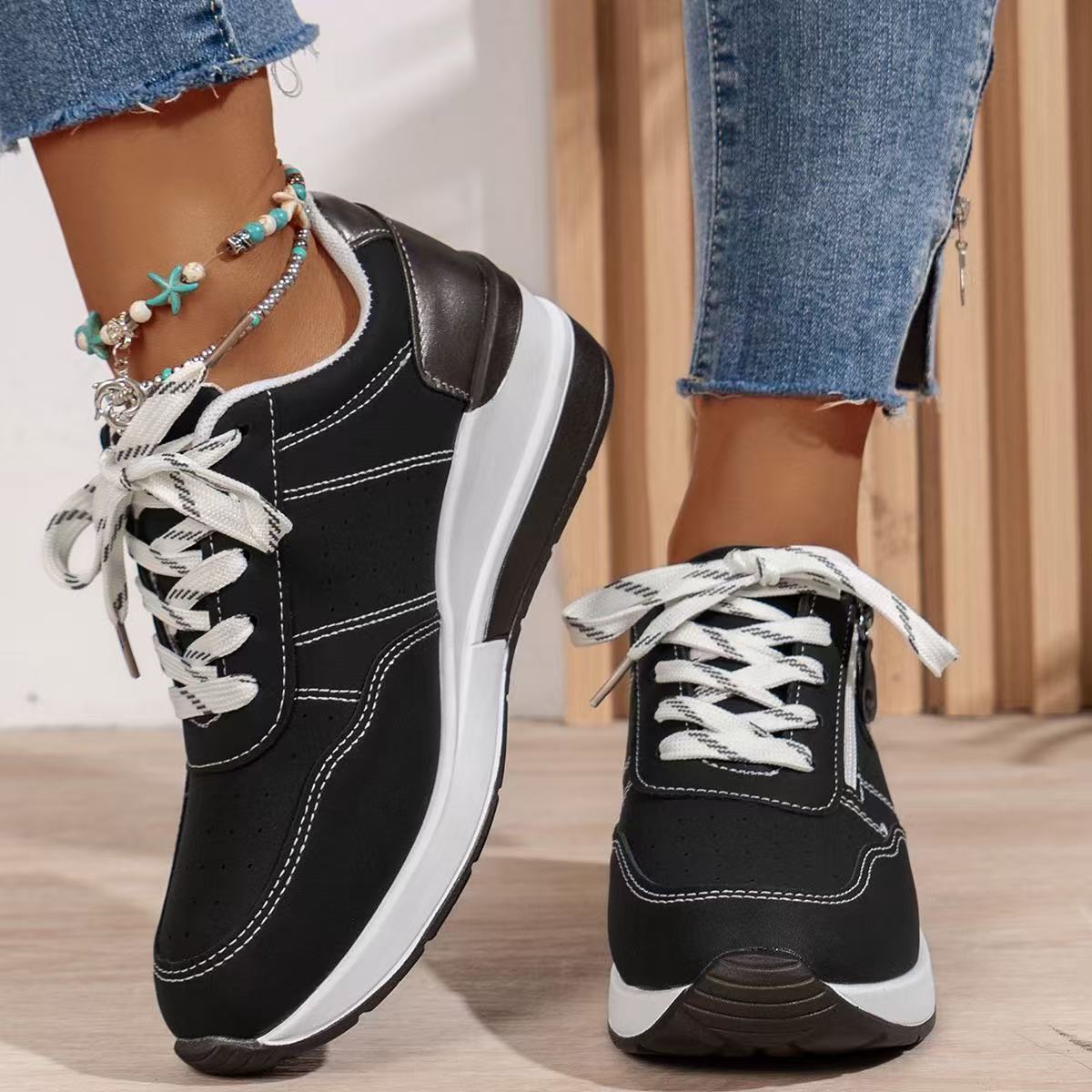 Orlaya | Women's Contrast Panel Side Zip Sneakers