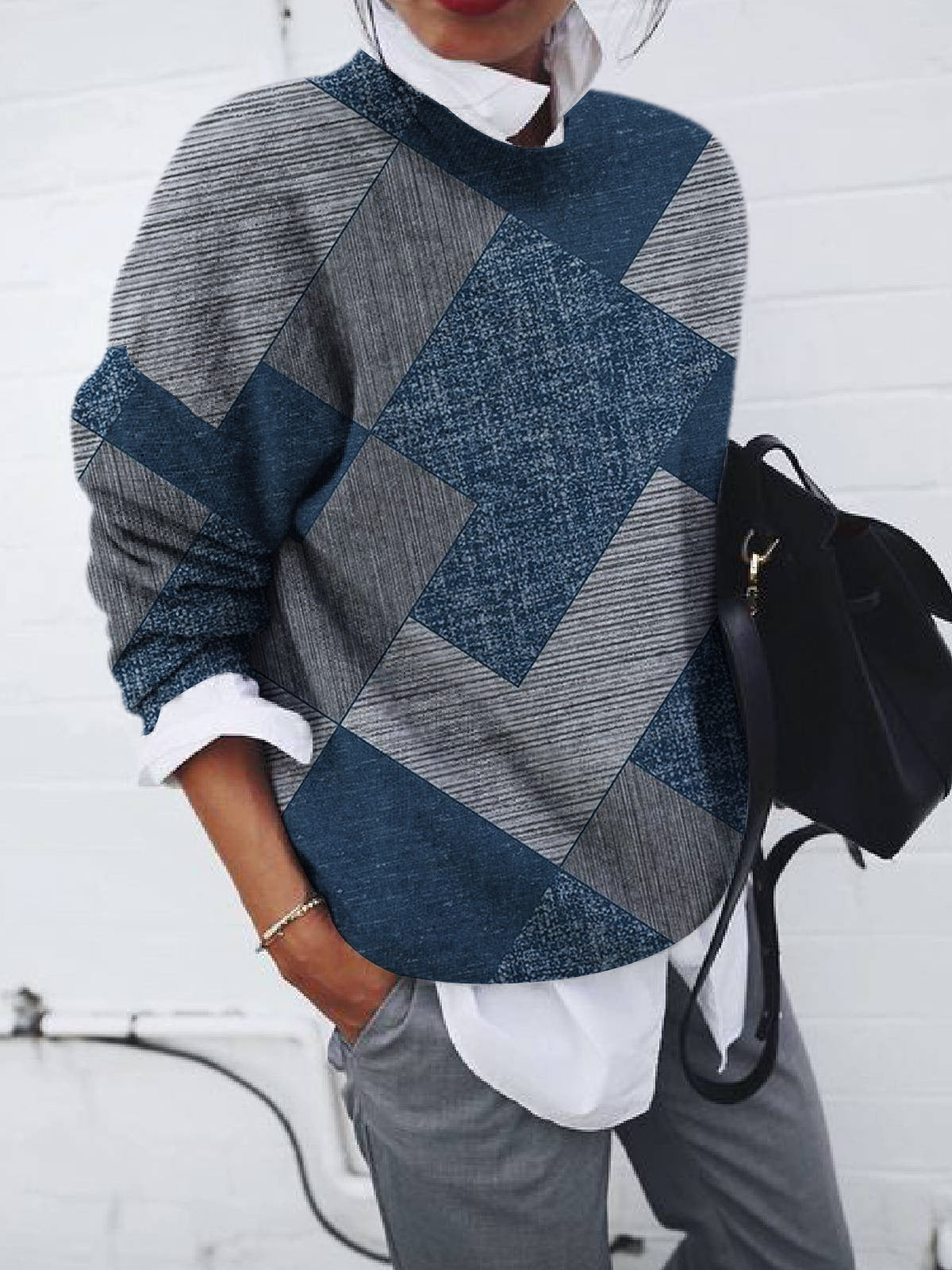 Myka | Women's Comfortable Patchwork Knit Sweater