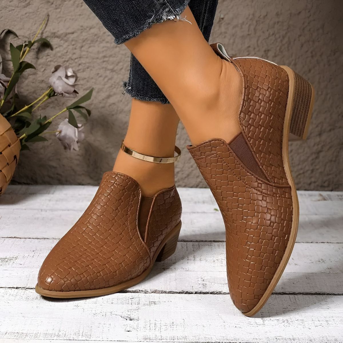 Zolira | Women's Woven Texture Comfort Oxford Shoes