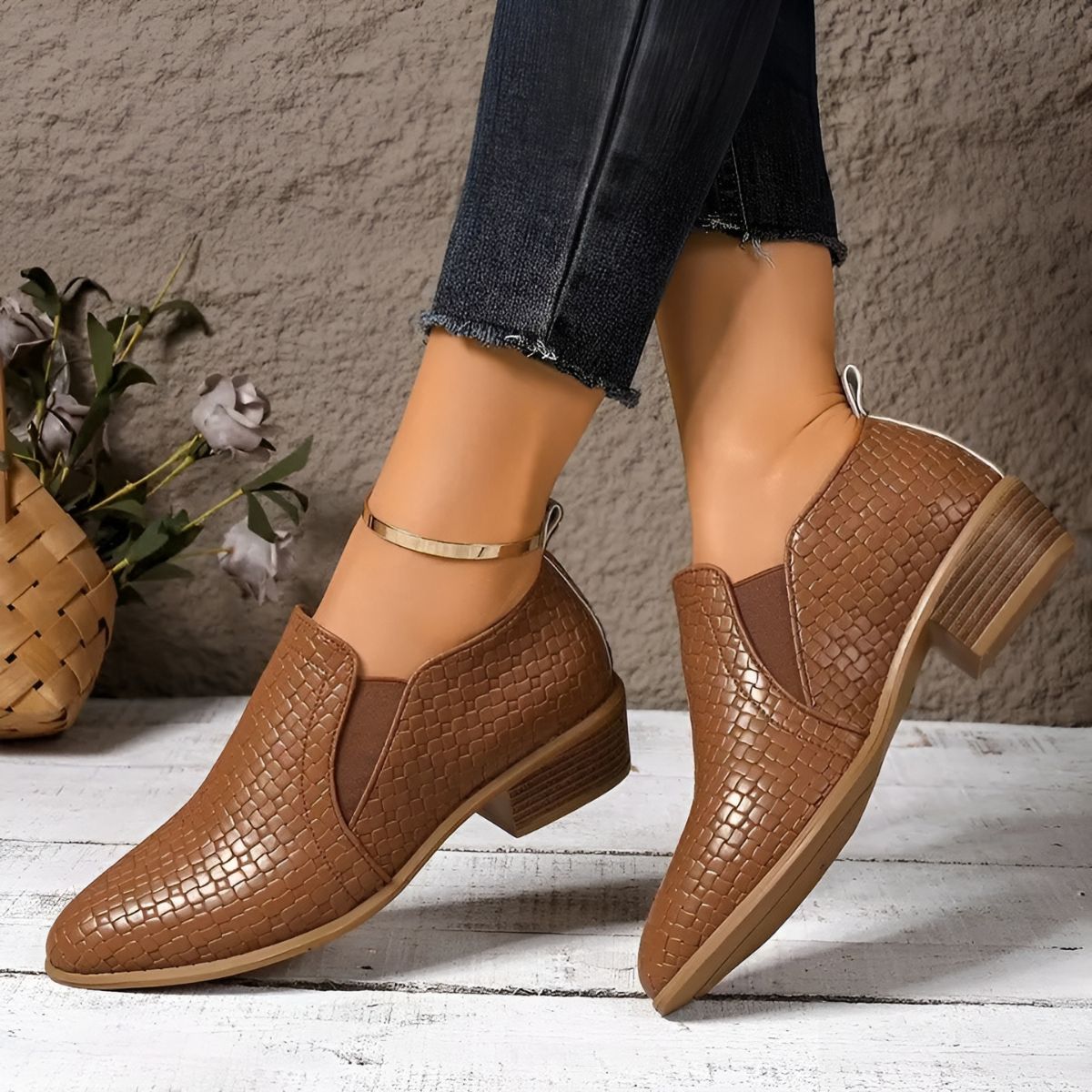 Zolira | Women's Woven Texture Comfort Oxford Shoes
