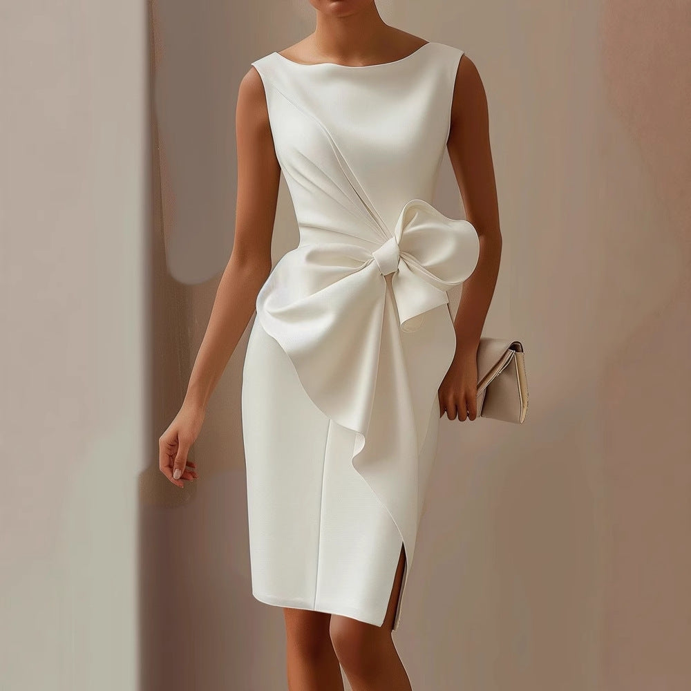 Liorra | Women's Sleeveless Bow Detail Midi Dress