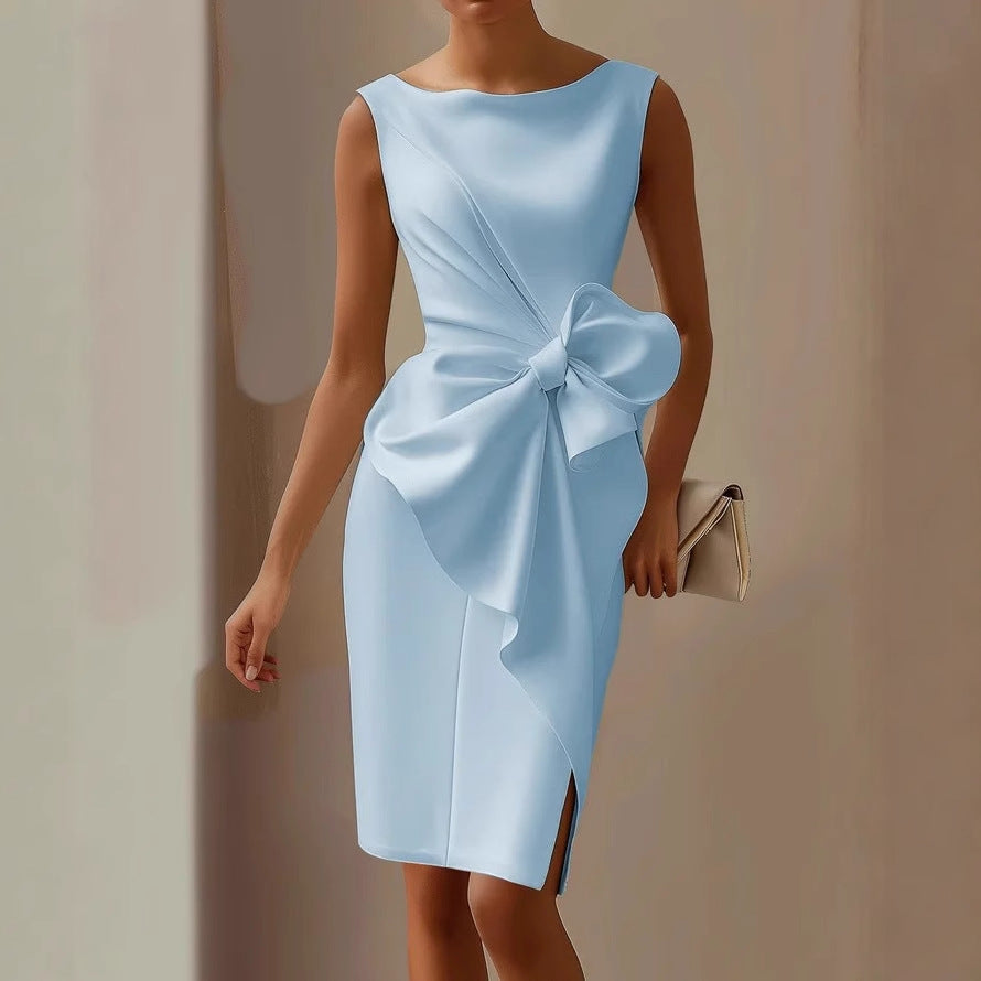 Liorra | Women's Sleeveless Bow Detail Midi Dress