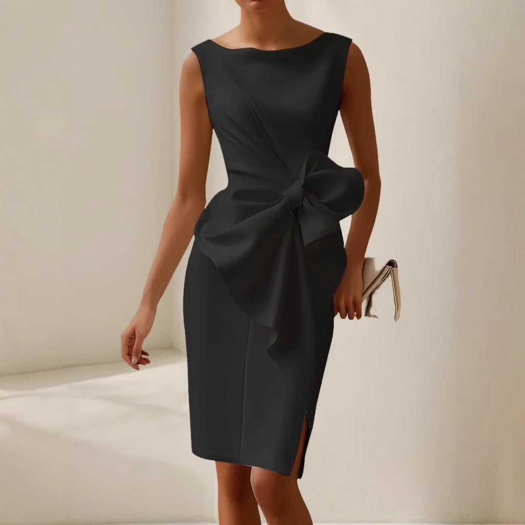Liorra | Women's Sleeveless Bow Detail Midi Dress
