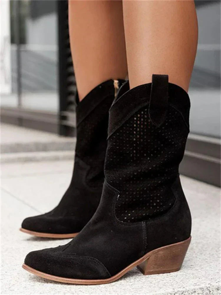 Portia | Women's Perforated Ankle Cowboy Boots