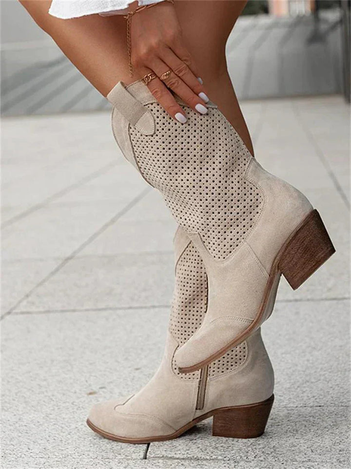Portia | Women's Perforated Ankle Cowboy Boots