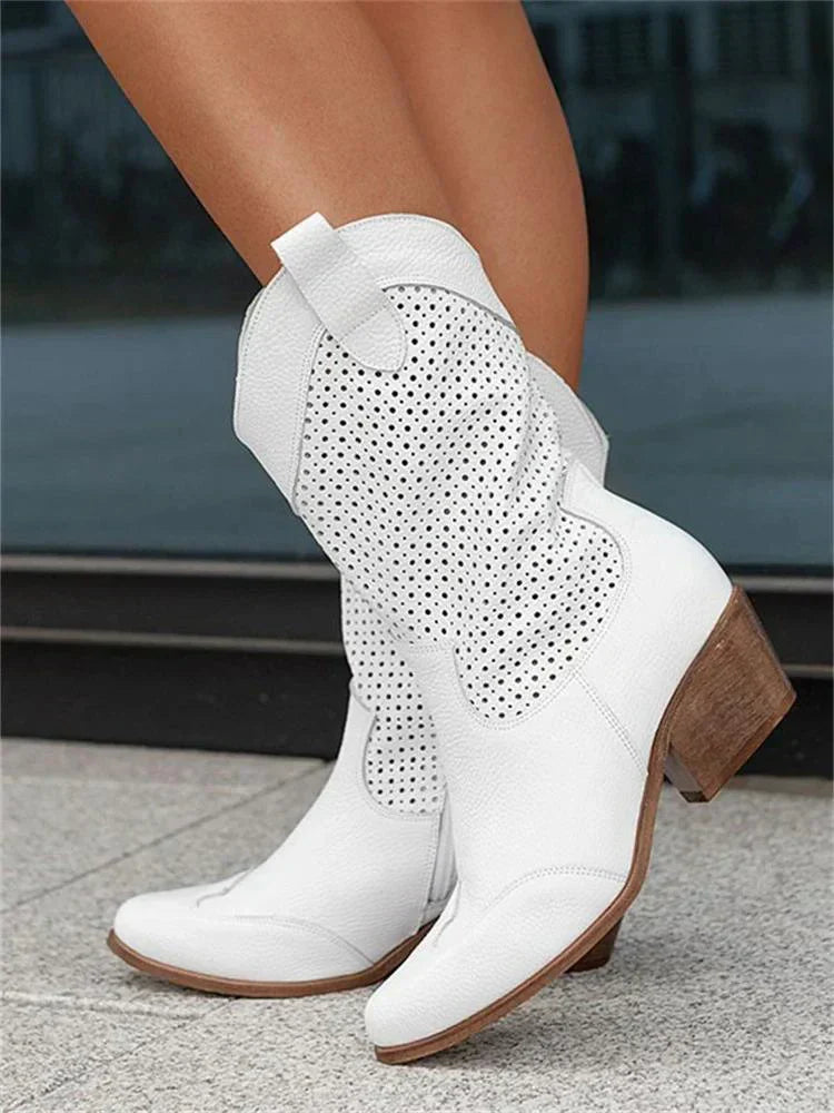Portia | Women's Perforated Ankle Cowboy Boots
