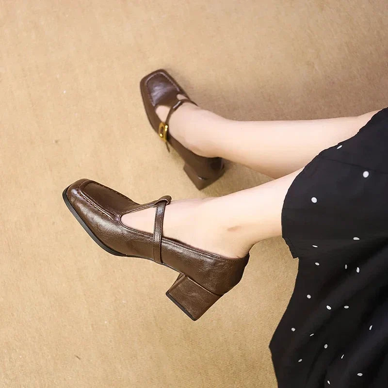 Nymeriax | Women's Block Heel Strap Classic Mary Jane Shoes