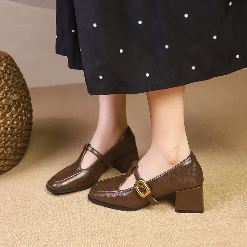 Nymeriax | Women's Block Heel Strap Classic Mary Jane Shoes