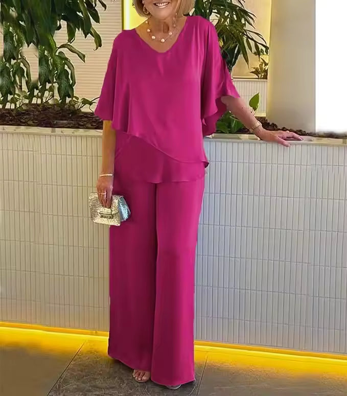 Xyra | Women's Flowing Top & Wide Leg Two-Piece Set