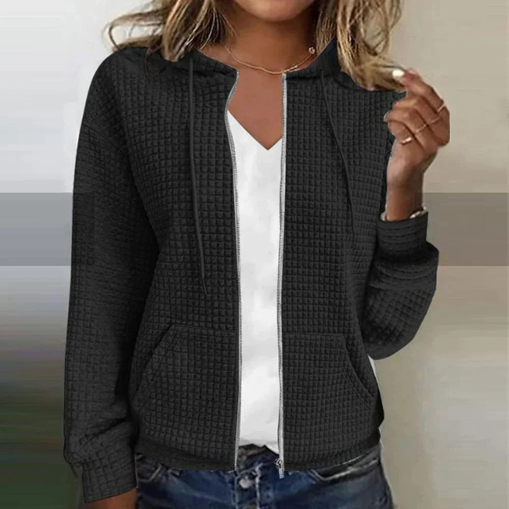 Yasmine | Women's Casual Waffle Zip-Up Hoodie