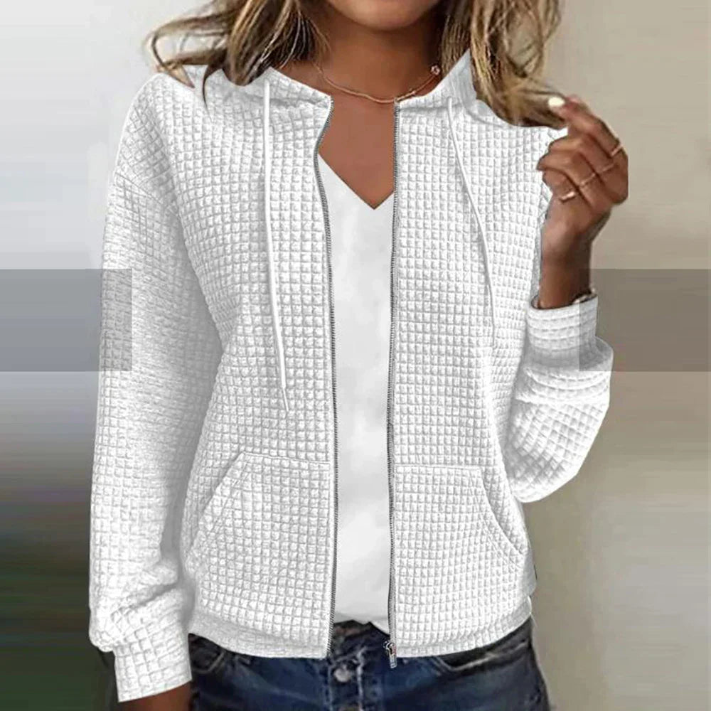 Yasmine | Women's Casual Waffle Zip-Up Hoodie