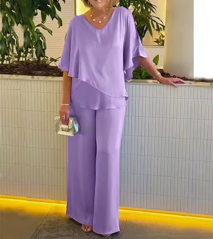 Xyra | Women's Flowing Top & Wide Leg Two-Piece Set
