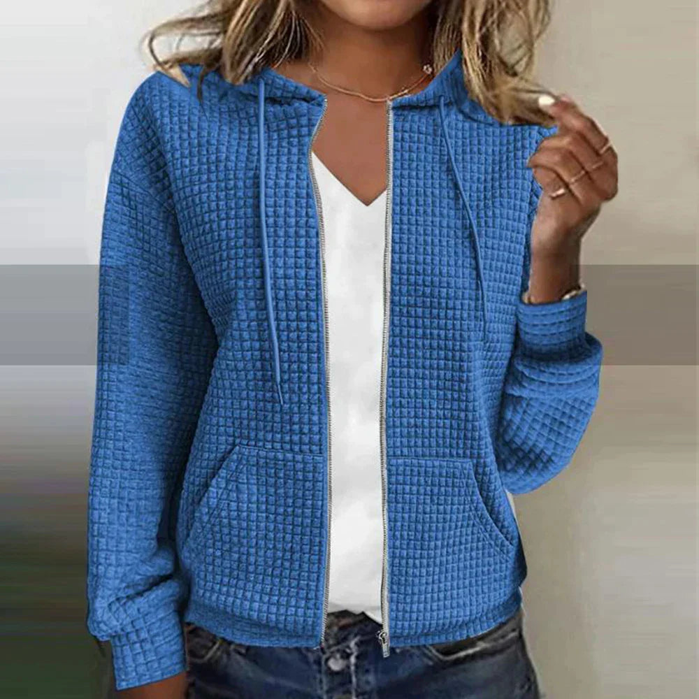 Yasmine | Women's Casual Waffle Zip-Up Hoodie