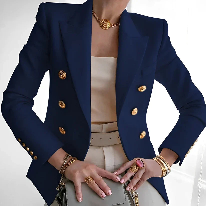 Yvressa | Women's Double Breasted Gold Button Blazer