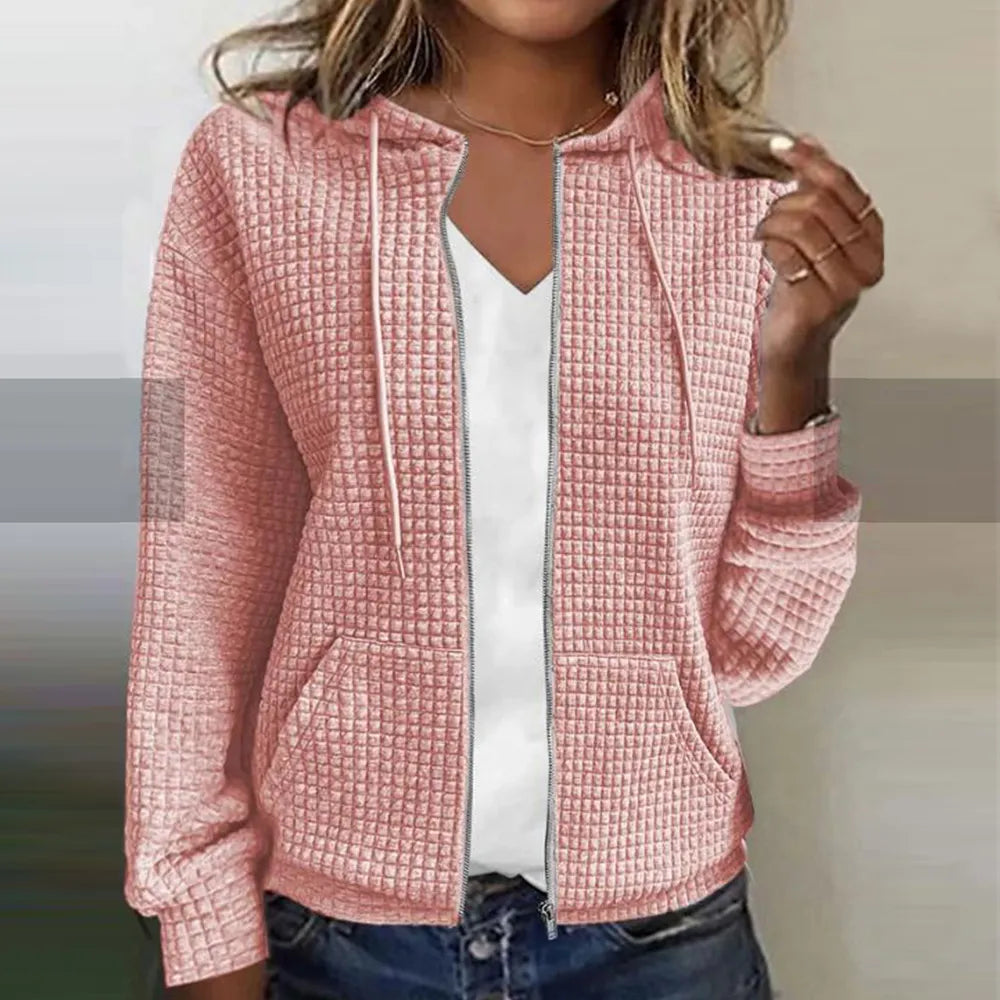 Yasmine | Women's Casual Waffle Zip-Up Hoodie