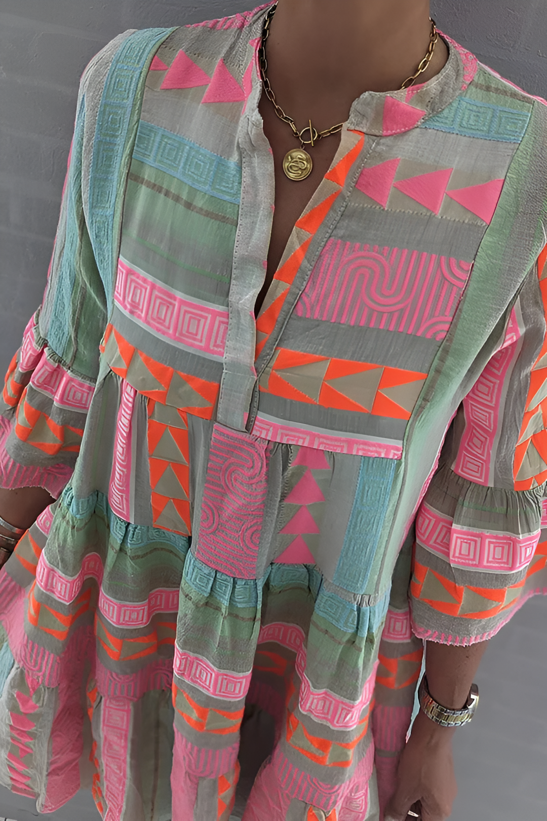 Araminta | Women's Boho Geometric Print Spring Dress