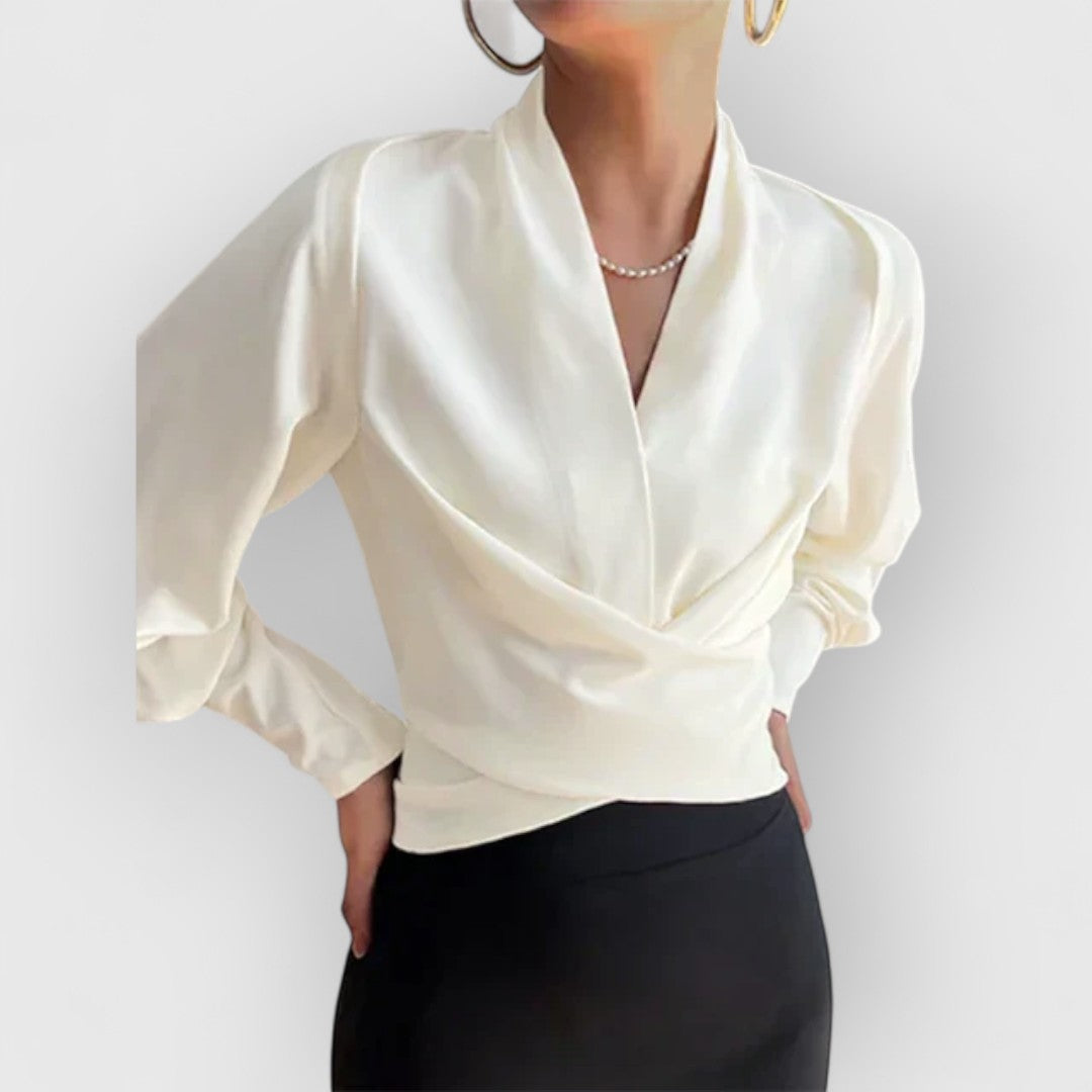 Elsin | Women's Elegant Wrap Puff Sleeve Blouse