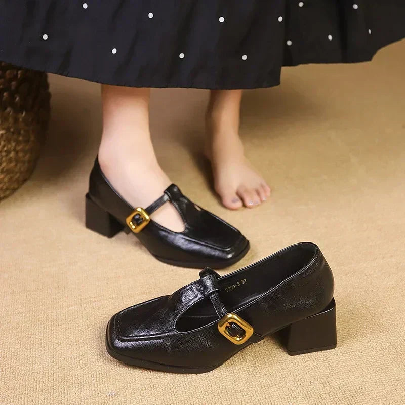 Nymeriax | Women's Block Heel Strap Classic Mary Jane Shoes
