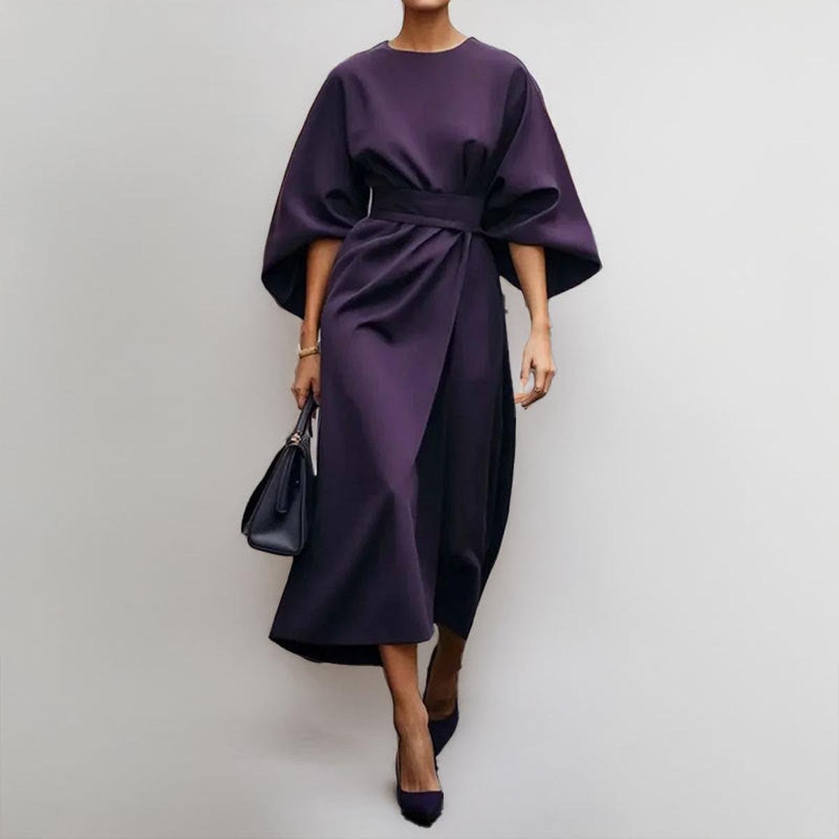 Myrissea | Women's Batwing Sleeve Twist Waist Midi Dress