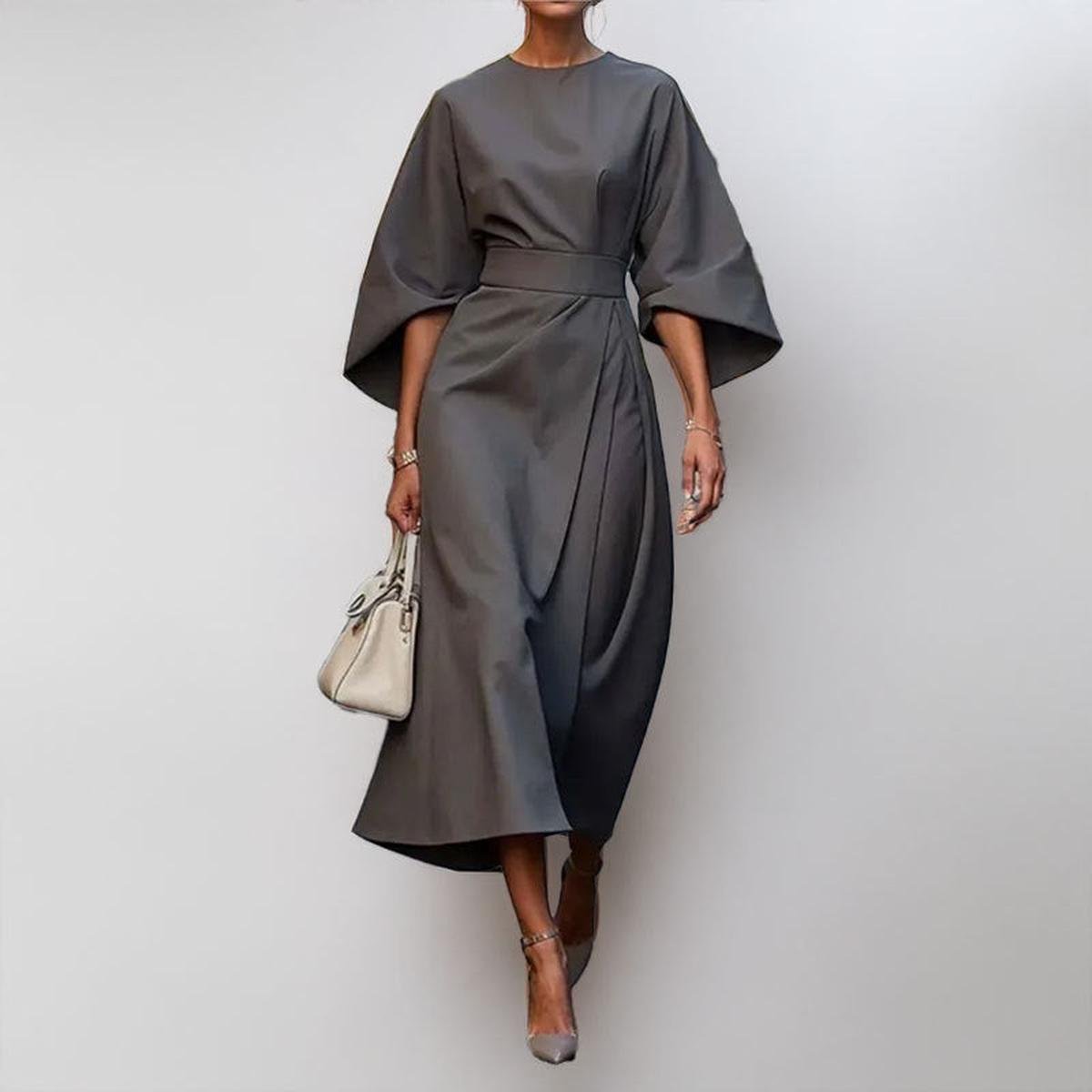 Myrissea | Women's Batwing Sleeve Twist Waist Midi Dress