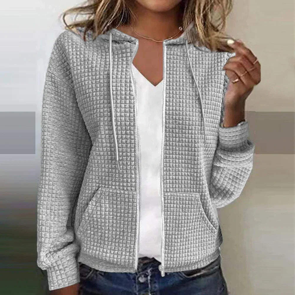 Yasmine | Women's Casual Waffle Zip-Up Hoodie
