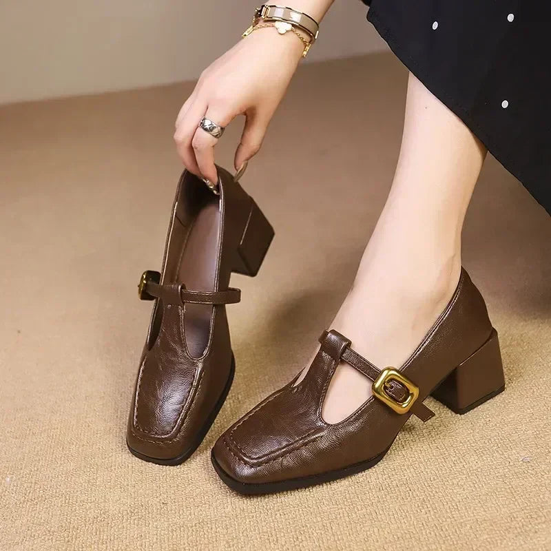 Nymeriax | Women's Block Heel Strap Classic Mary Jane Shoes