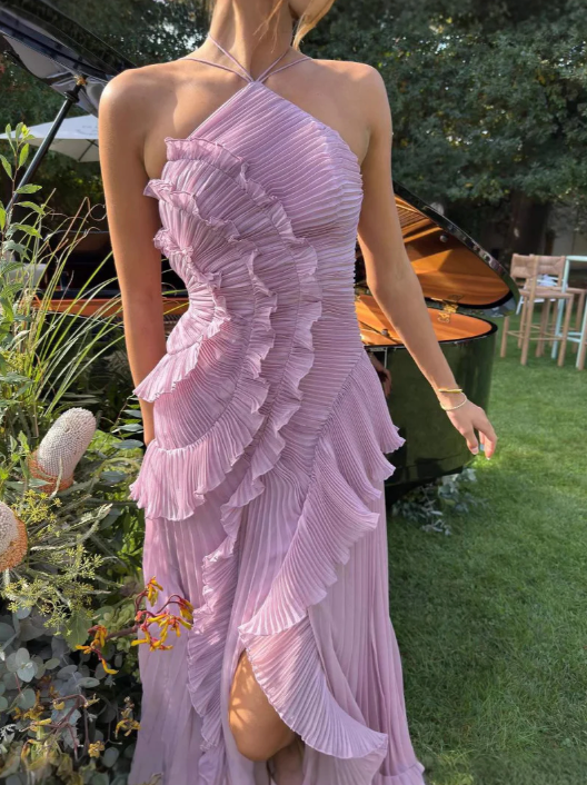 Xanthe | Women's Elegant Halter Ruffle Maxi Dress