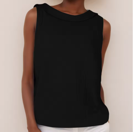 Elka | Women's Sleeveless Roll Collar Top