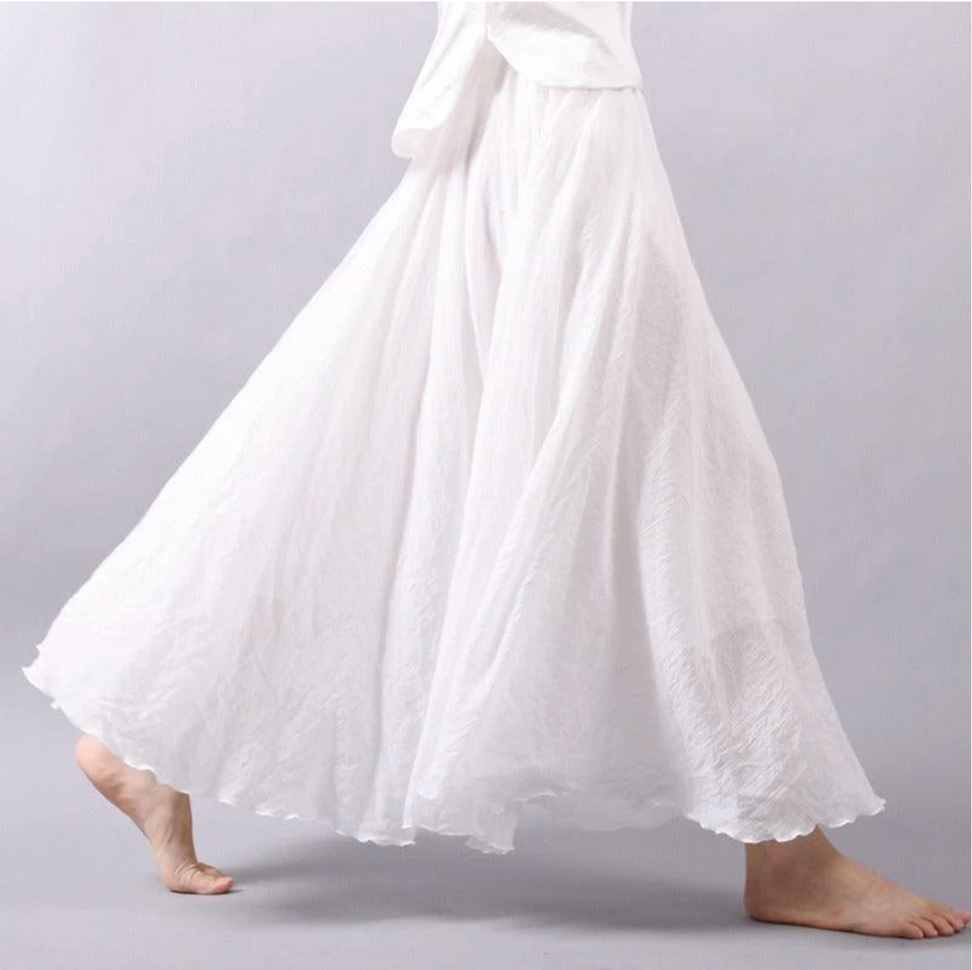 Petronella | Women's Flowy Elastic-Waist Chiffon Maxi Skirt