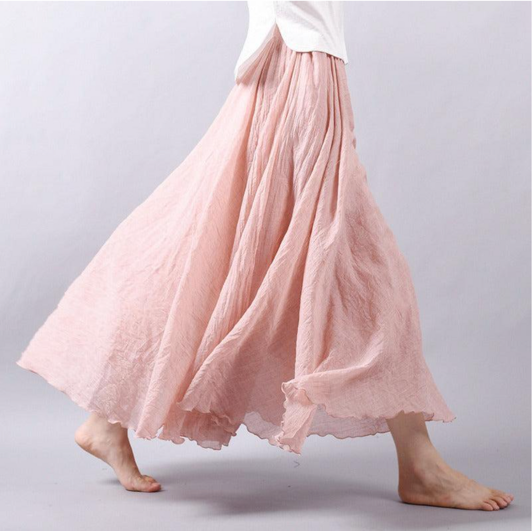 Petronella | Women's Flowy Elastic-Waist Chiffon Maxi Skirt