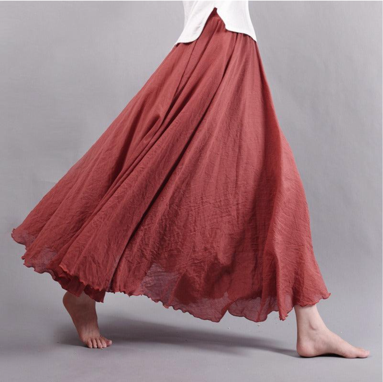 Petronella | Women's Flowy Elastic-Waist Maxi Skirt