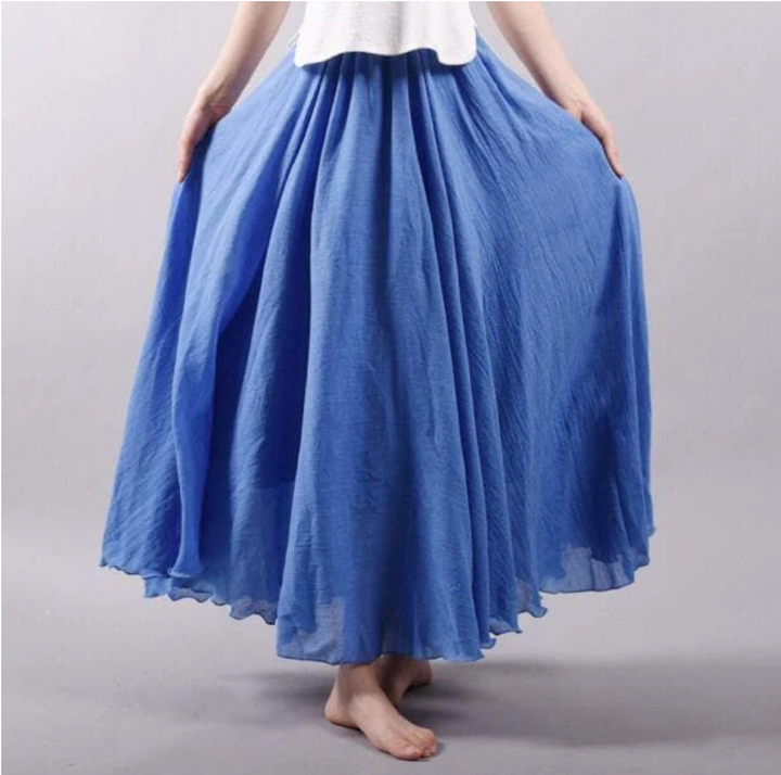 Petronella | Women's Flowy Elastic-Waist Chiffon Maxi Skirt