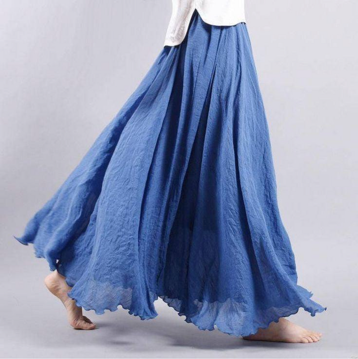 Petronella | Women's Flowy Elastic-Waist Chiffon Maxi Skirt