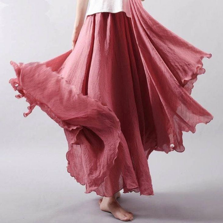 Petronella | Women's Flowy Elastic-Waist Chiffon Maxi Skirt