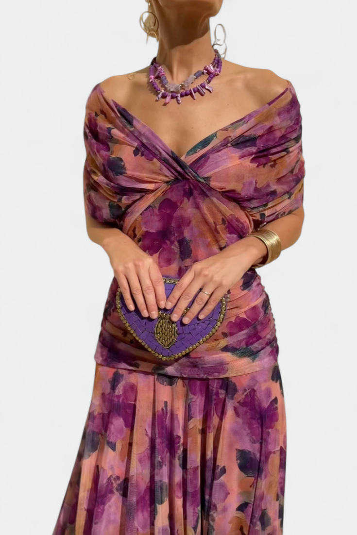 Calirae | Women's Floral V-Neck Midi Dress