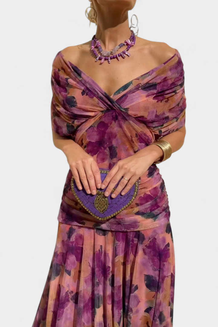 Calirae | Women's Floral V-Neck Midi Dress