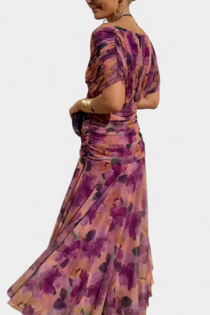 Calirae | Women's Floral V-Neck Midi Dress