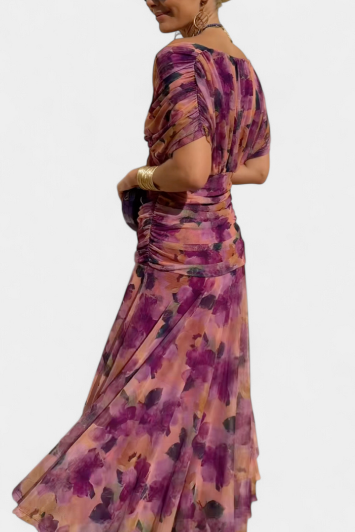 Calirae | Women's Floral V-Neck Midi Dress