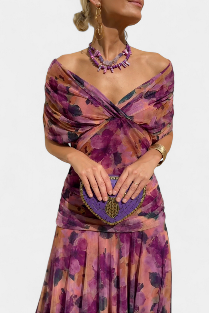 Calirae | Women's Floral V-Neck Midi Dress