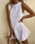 Florentine | Women's Scallop Trim Sleeveless Mini Dress