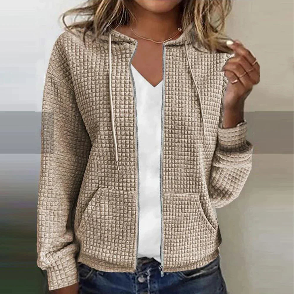 Yasmine | Women's Casual Waffle Zip-Up Hoodie
