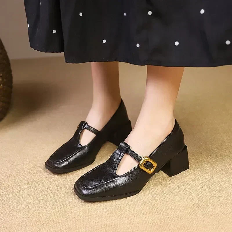 Nymeriax | Women's Block Heel Strap Classic Mary Jane Shoes