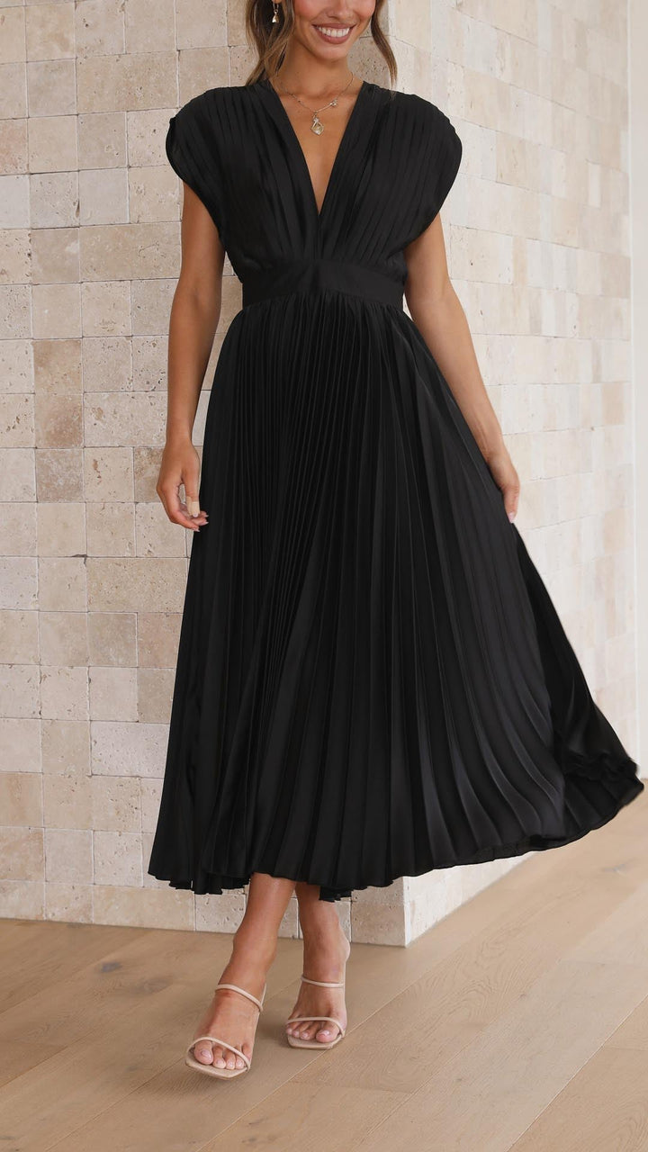 Venetia | Women's Elegant Pleated Midi Wedding Guest Dress