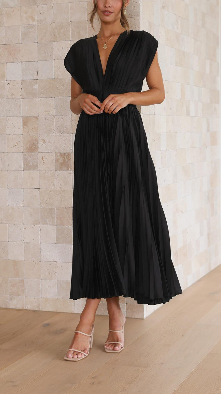 Venetia | Women's Elegant Pleated Midi Wedding Guest Dress