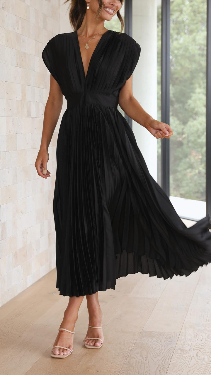 Venetia | Women's Elegant Pleated Midi Wedding Guest Dress