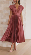 Venetia | Women's Elegant Pleated Midi Wedding Guest Dress