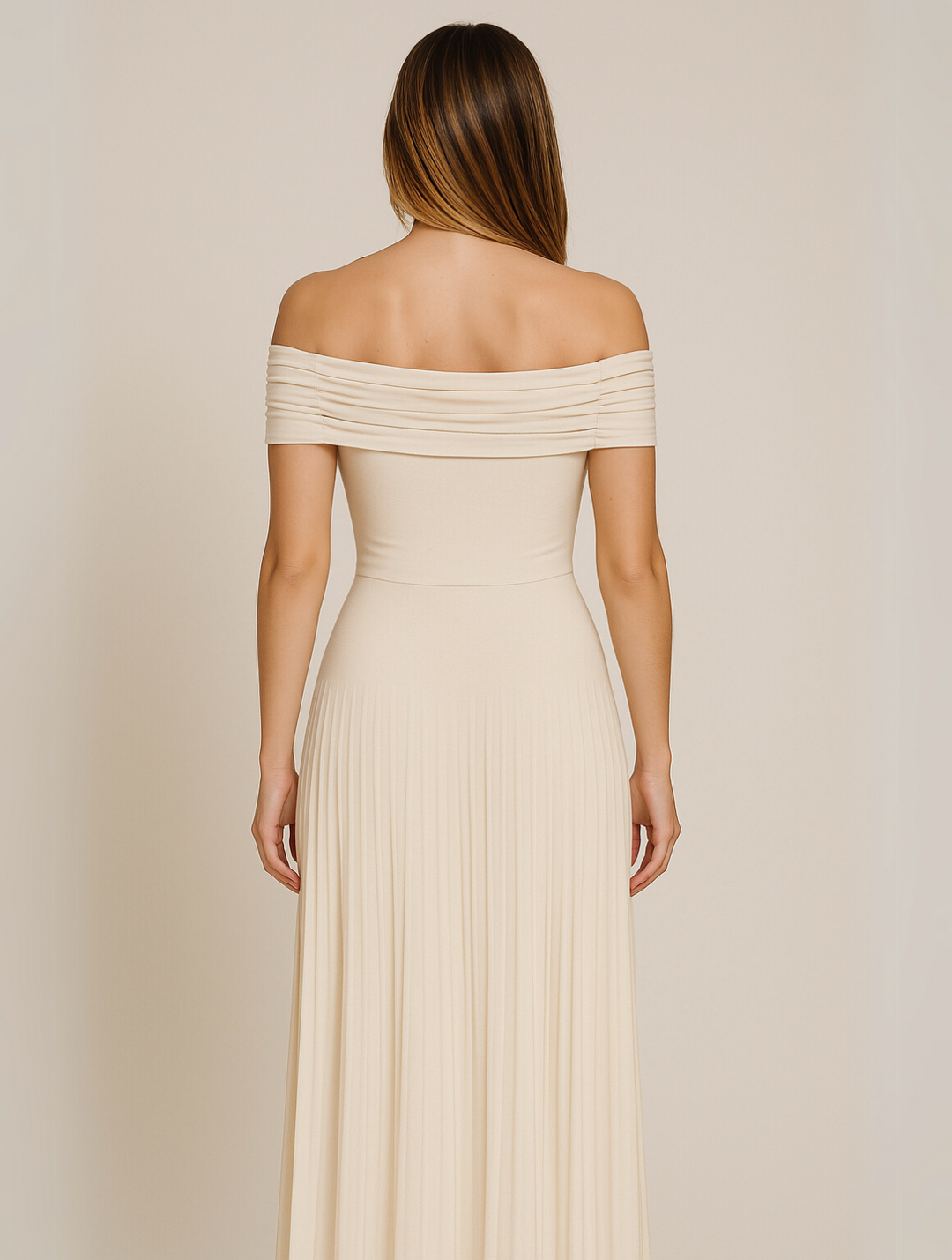 Ophyra | Women's Off-Shoulder Pleated Maxi Dress