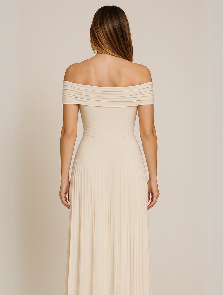 Ophyra | Women's Off-Shoulder Pleated Maxi Dress
