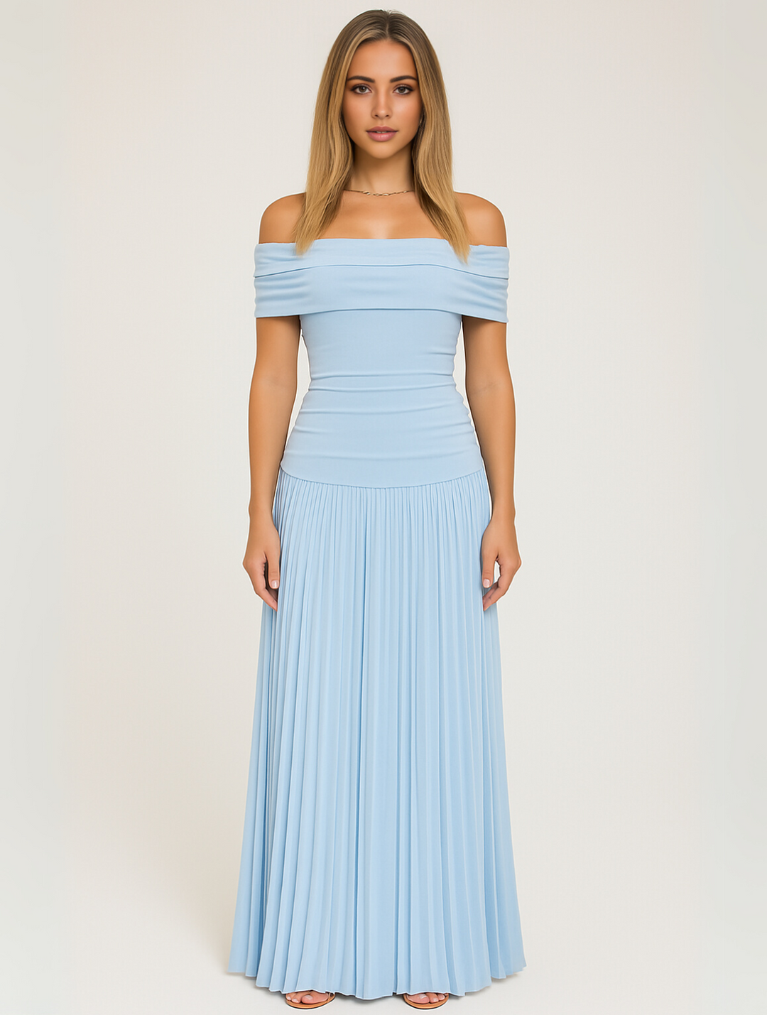 Ophyra | Women's Off-Shoulder Pleated Maxi Dress