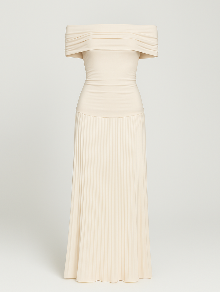 Ophyra | Women's Off-Shoulder Pleated Maxi Dress